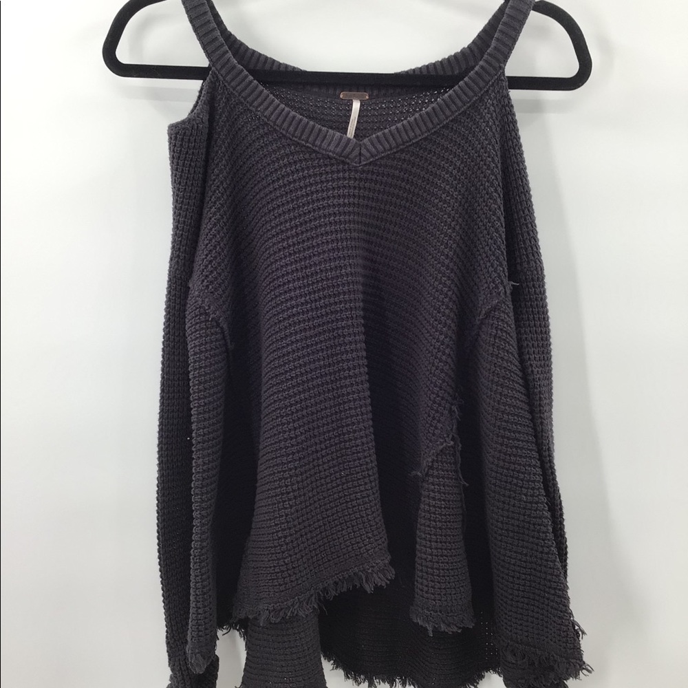 Free People Cold Shoulder Fringe Sunrise Sweater